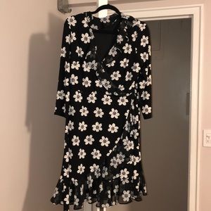 Black with white flowers dress